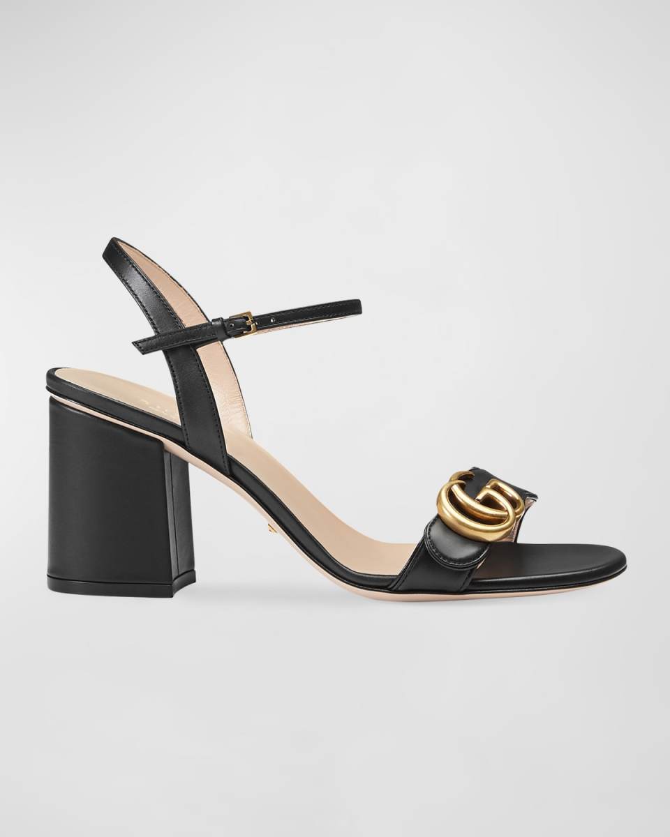 Marmont Leather GG Block-Heel Sandals