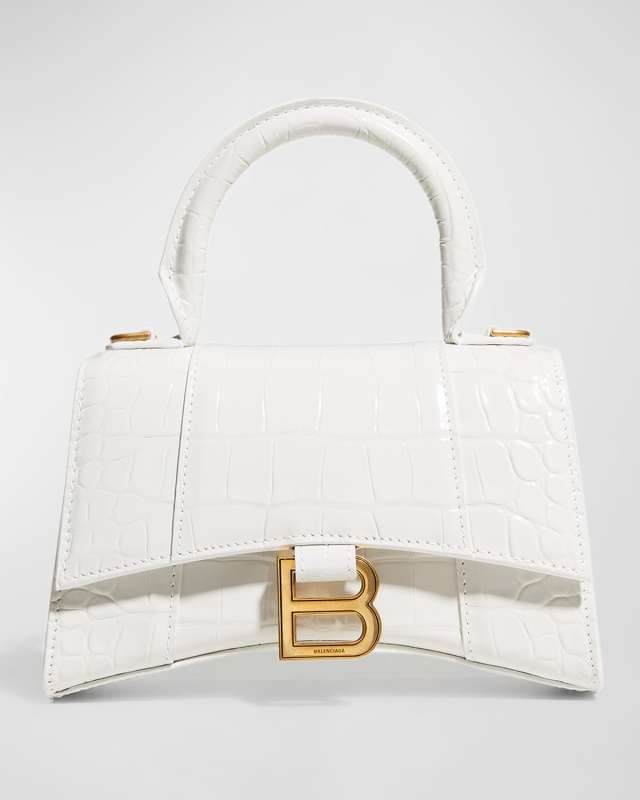 Hourglass XS Croc-Embossed Bag