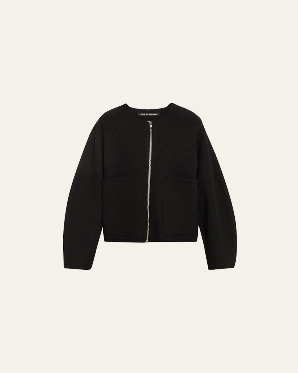 Boiled Wool Balloon-Sleeve Jacket