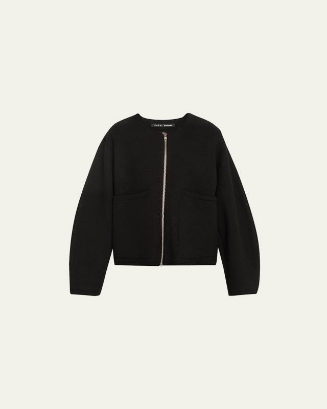Boiled Wool Balloon-Sleeve Jacket