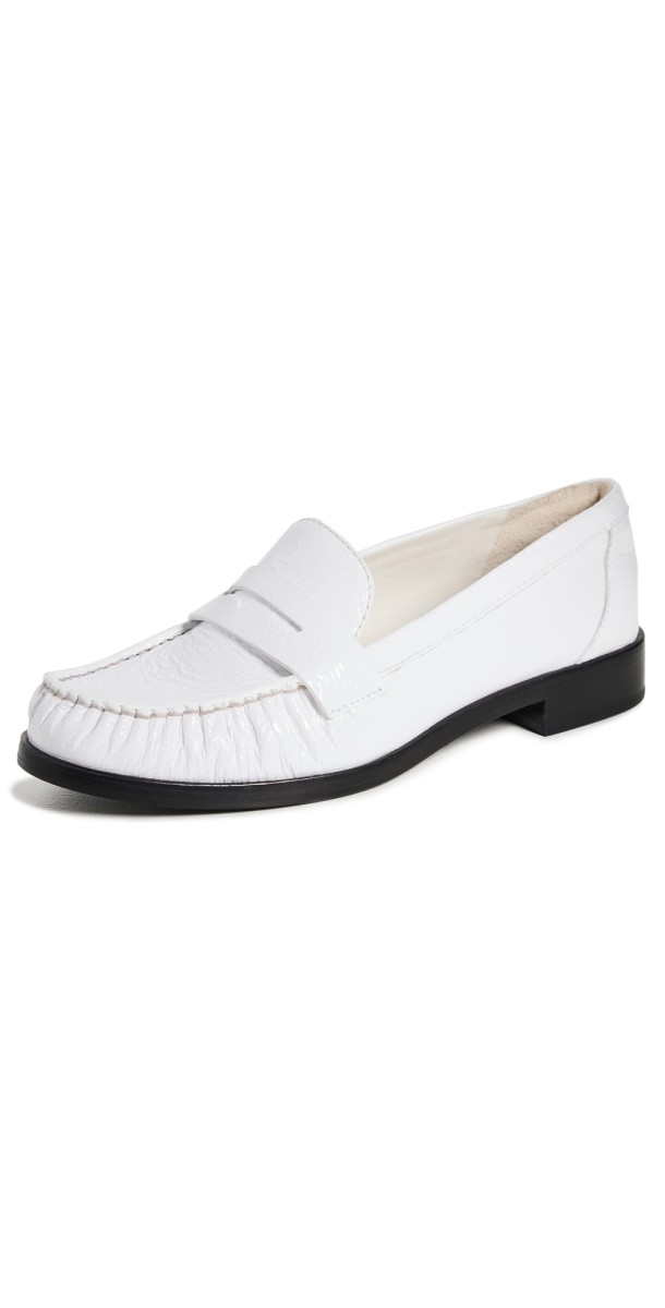 Reformation Ani Ruched Loafers White Patent