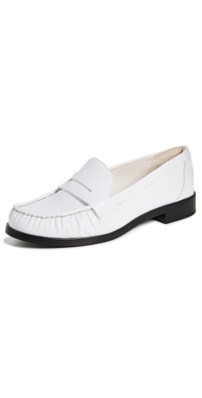 Reformation Ani Ruched Loafers White Patent