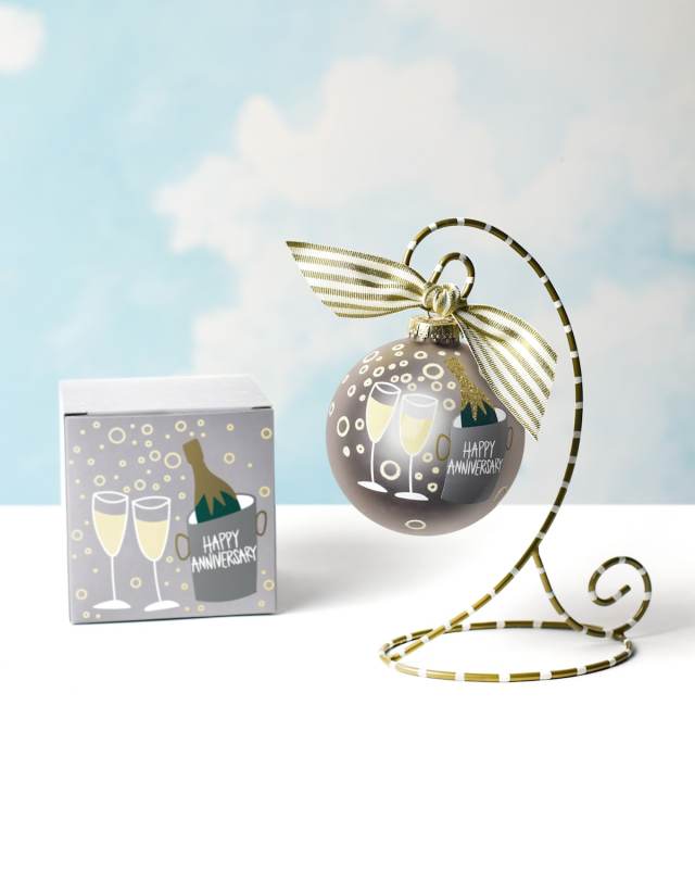 Happy Anniversary Christmas Ornament with Stand, Personalized