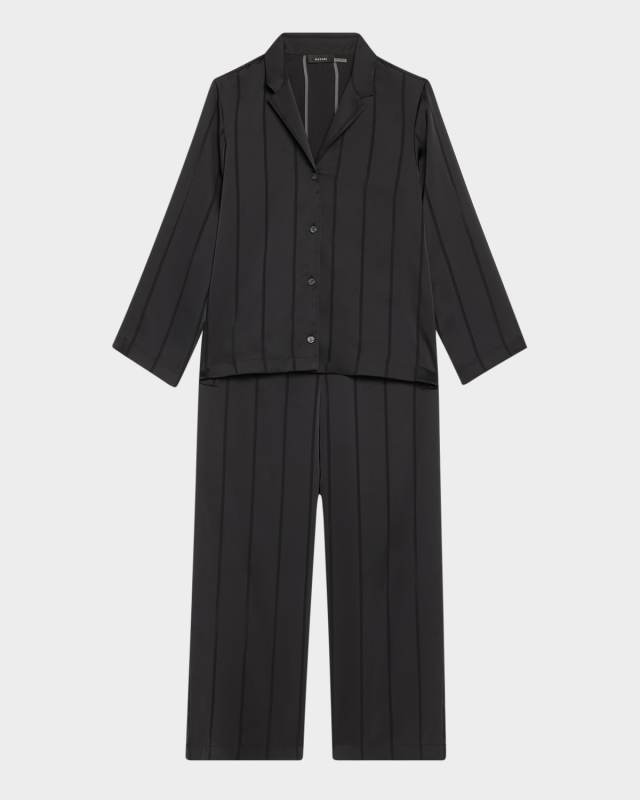 Cropped Sheer Stripe Pajama Set
