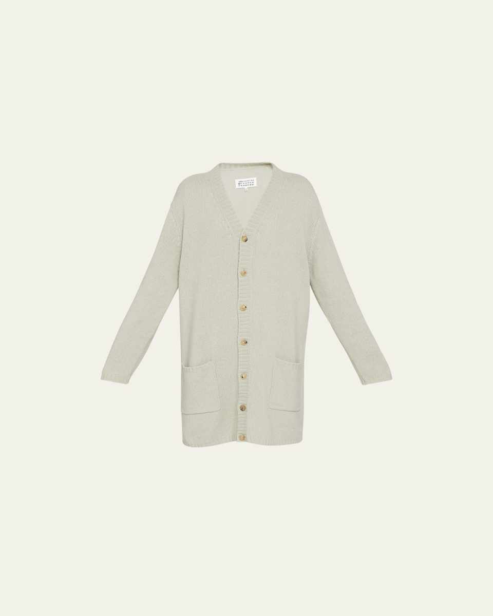 Long Button-Down Wool Cardigan