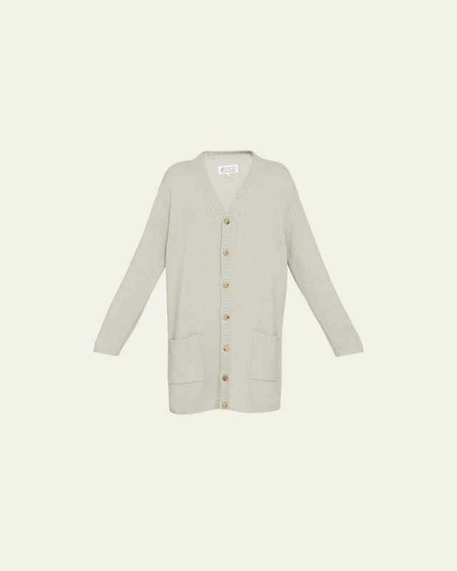 Long Button-Down Wool Cardigan