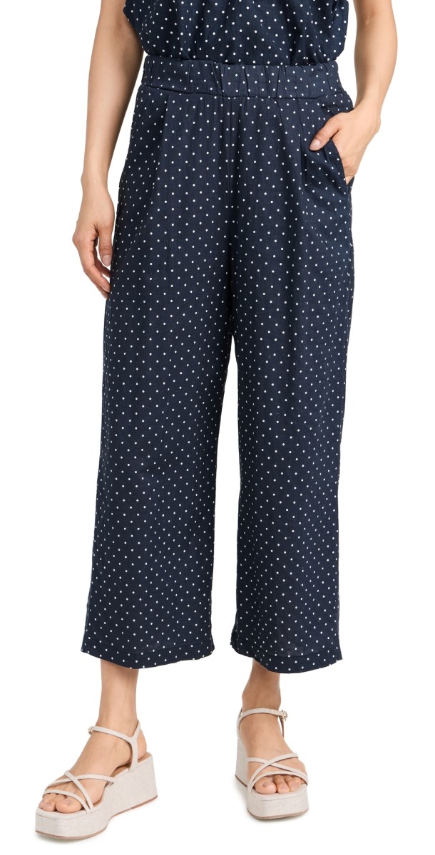 Stateside Linen Dot Cropped Pants New Navy