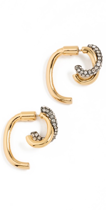 DEMARSON Mini Axis Lunas Earrings 12k Shiny Gold/Hem/Crystal Vel