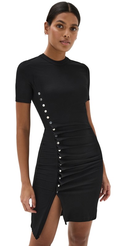 rabanne Drape Pression Mini Dress Black