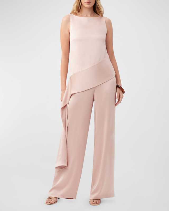 Makay Sleeveless Draped Satin Top
