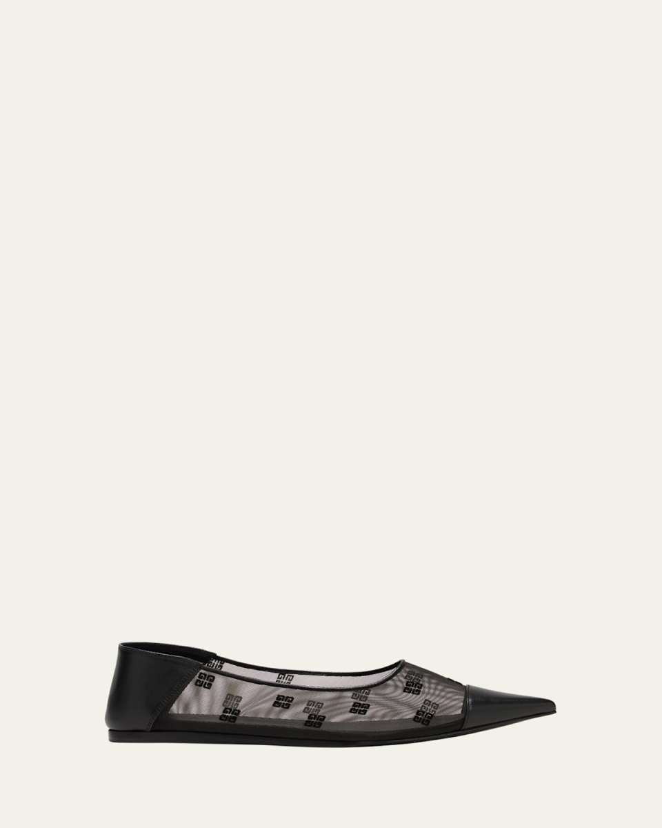 4G Mesh Leather Ballerina Flats