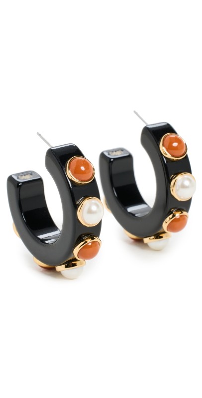 Lele Sadoughi Wanderer Hoop Earrings Jet