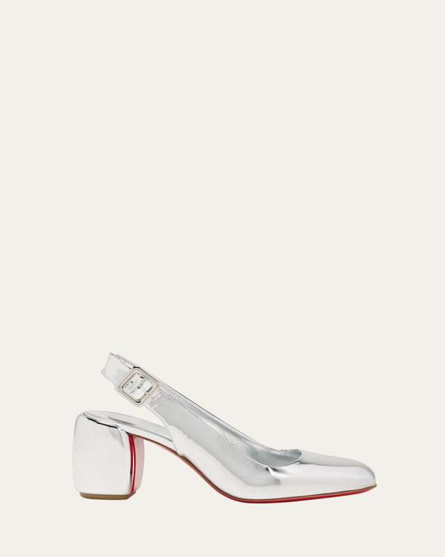 Minny Metallic Red Sole Slingback Pumps
