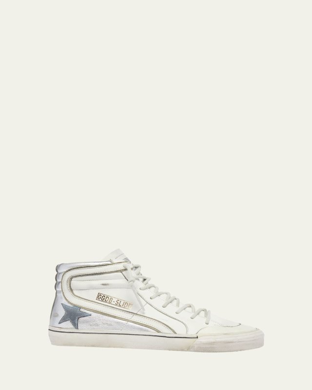 Slide Mid-Top Mixed Leather Sneakers