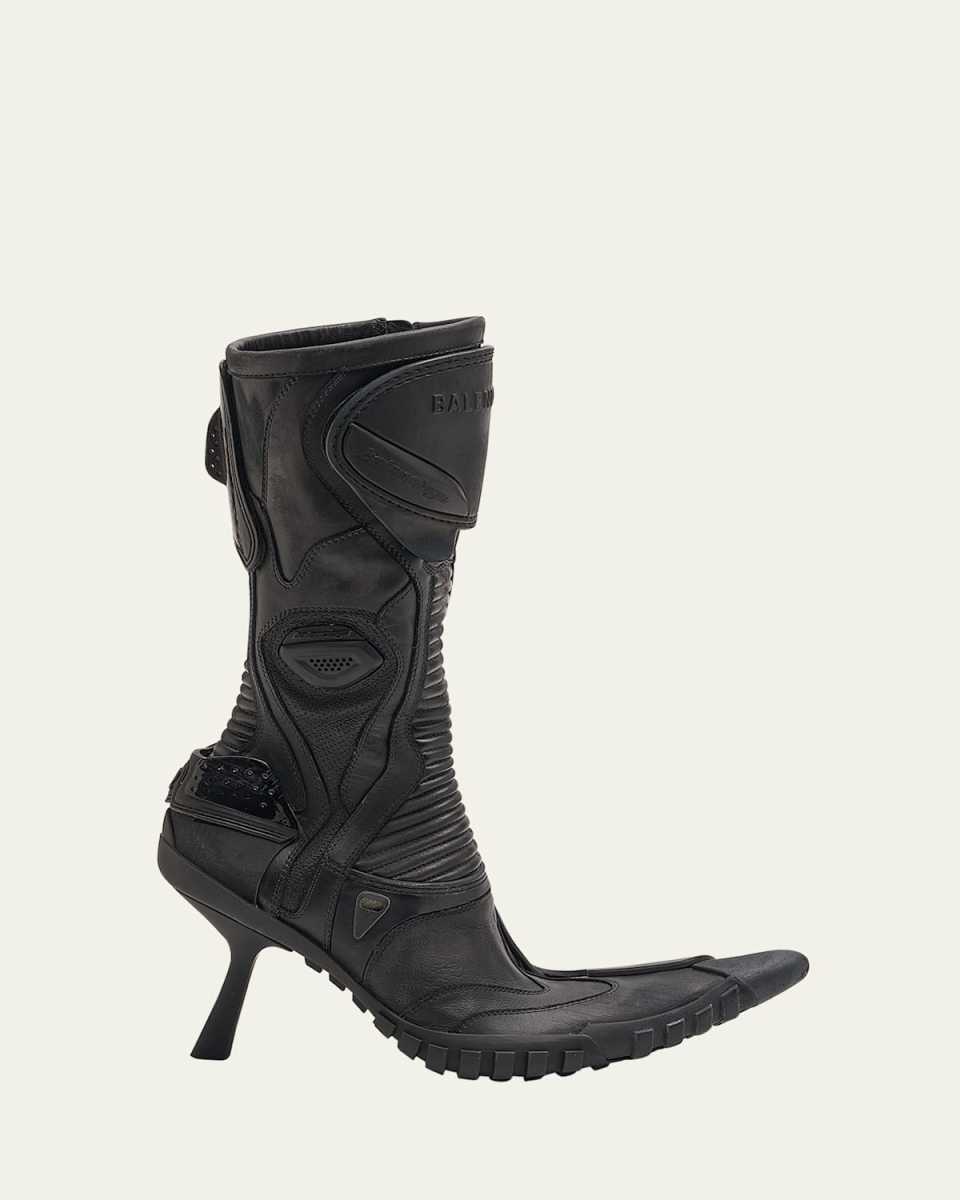Leather Rubber Biker Booties