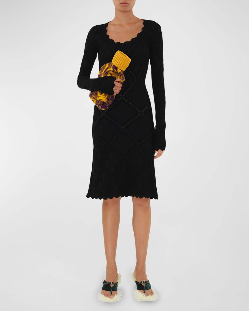 Wool Knit Long-Sleeve Dress