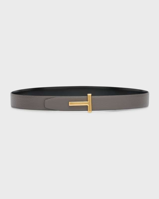 Reversible T-Logo Leather Belt