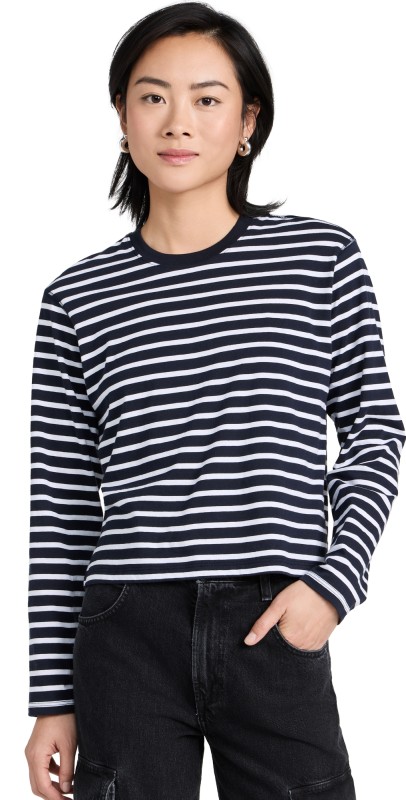 ATM Anthony Thomas Melillo Classic Jersey Stripe Boy Tee Navy/White Stripe