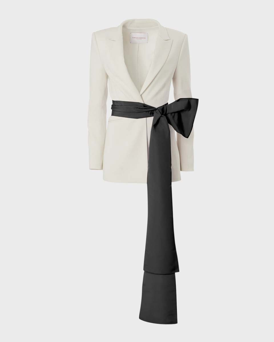 Tailored Blazer Jacket with Removable Faille Sash