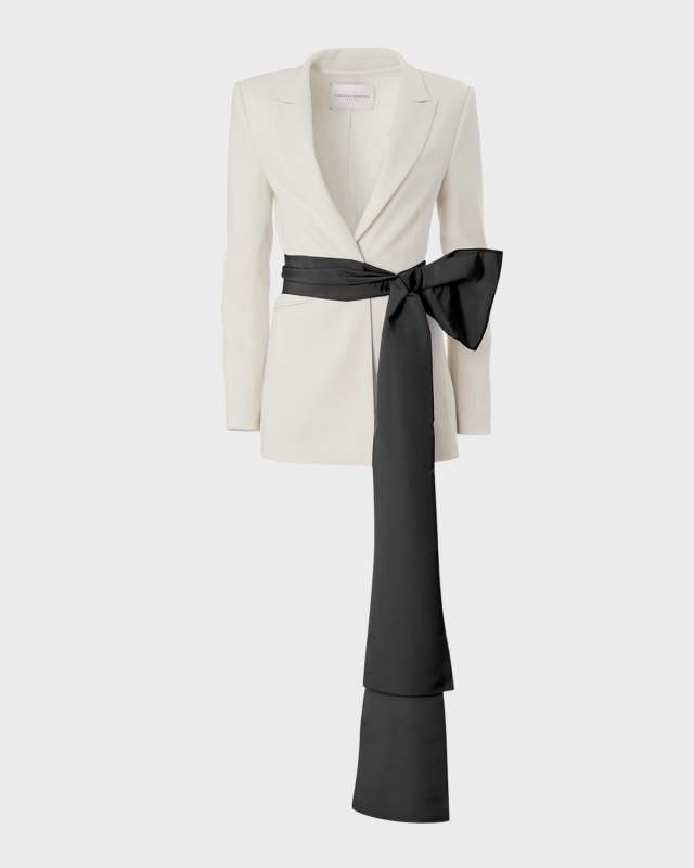 Tailored Blazer Jacket with Removable Faille Sash