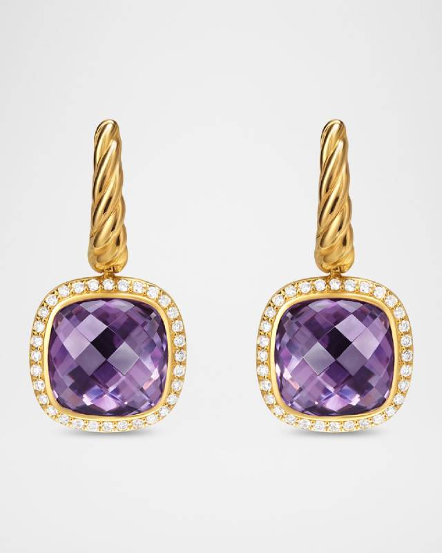 Albion Drop Earrings with Gemstones and Diamonds in 18K Gold, 10mm