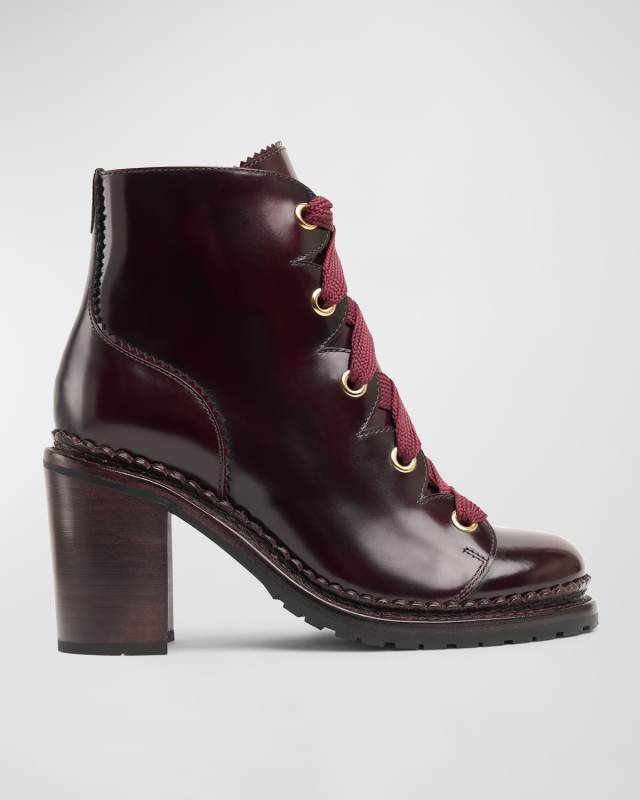 Mrs. Keira Leather Lace-Up Booties
