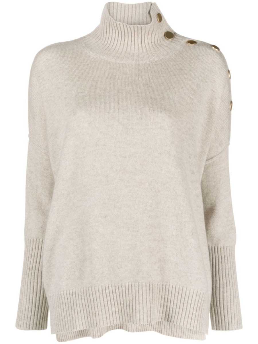 button-detail cashmere jumper