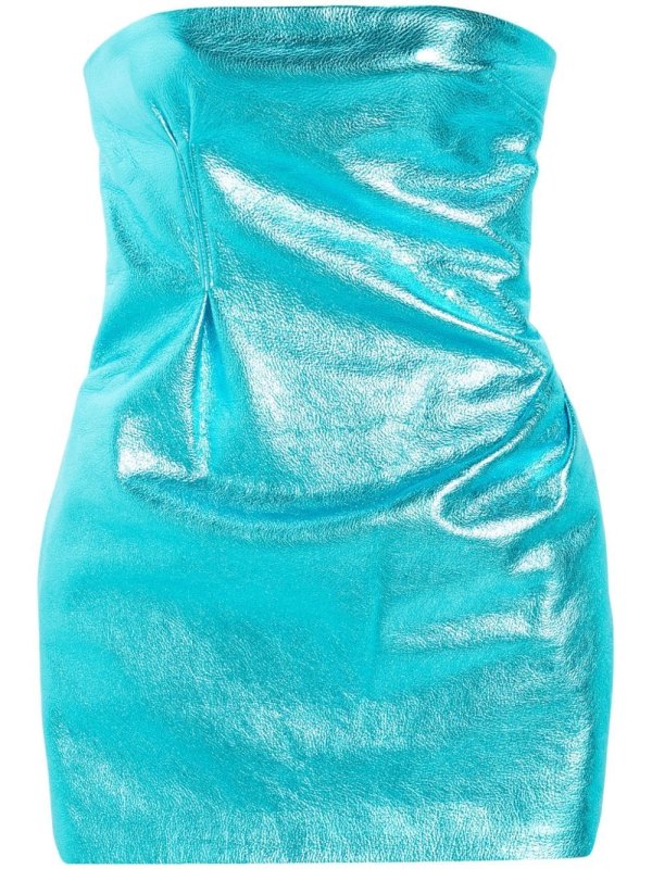 metallic leather mini dress