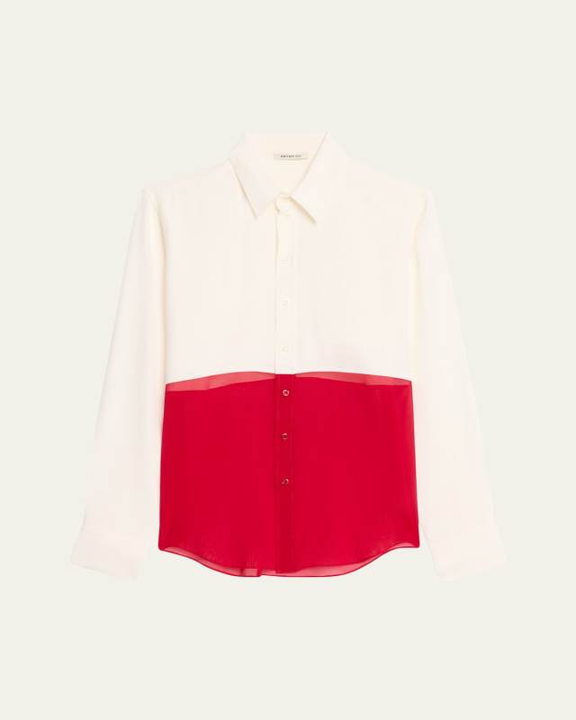 Colorblock Button-Front Office Shirt