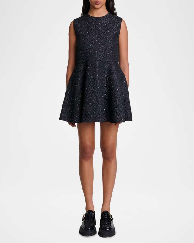 Irilvia Textured Flower Playsuit Dress