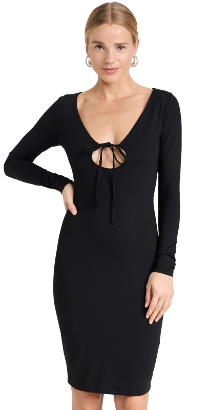Susana Monaco Circle Tie Midi 30 Dress Black