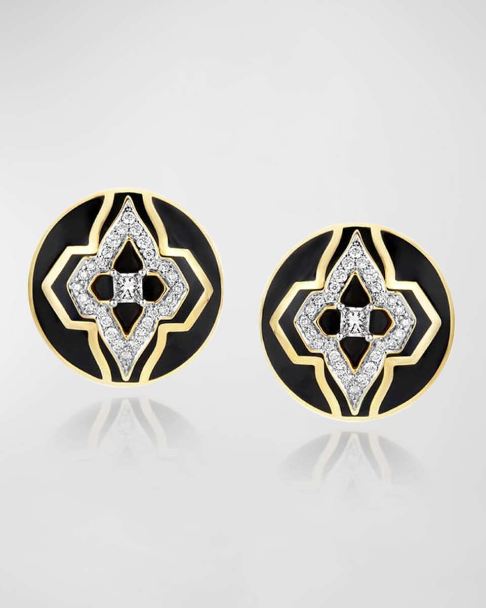 18K Yellow Gold Piano Black New York Audacious Earrings