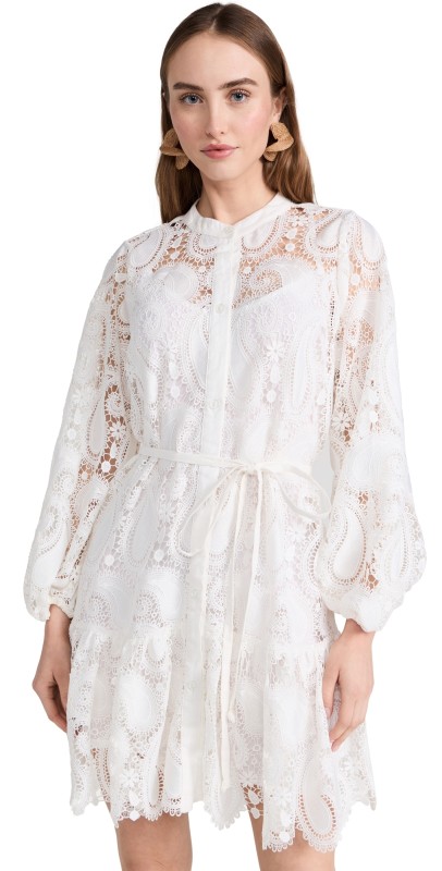 Charina Sarte Paisley Guipure Tunic With Cami White