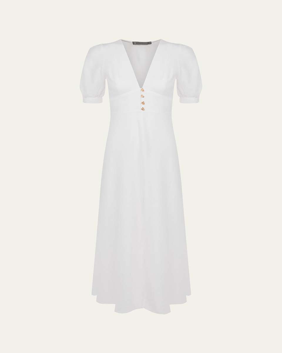 Solid Irida Detail Midi Dress