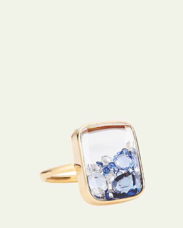 Ten Fourteen Kaleidoscope Shaker Ring with Diamonds and Sapphires