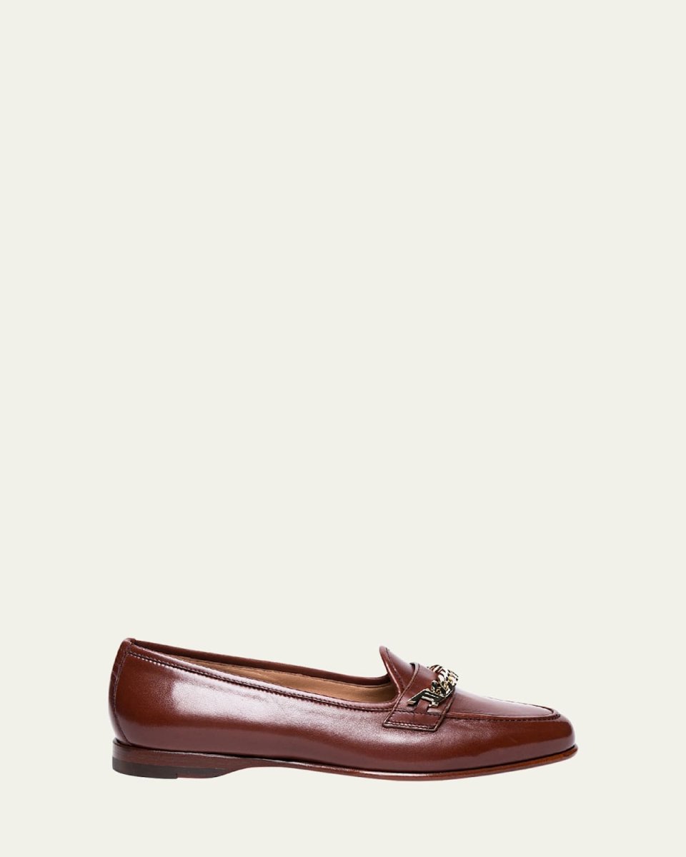 Andrea Leather Chain Loafers