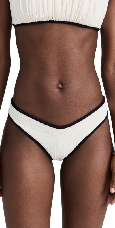 Montce Montce x Olivia Culpo Binded Lulu Bikini Bottoms Cream/Black Terry Rib