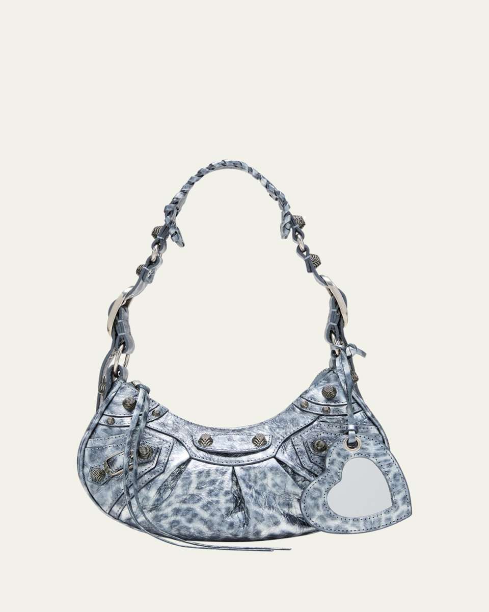 Cagole XS Leopard Stud Hobo Shoulder Bag