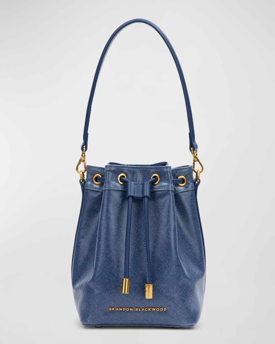 Corey Denim Leather Bucket Bag