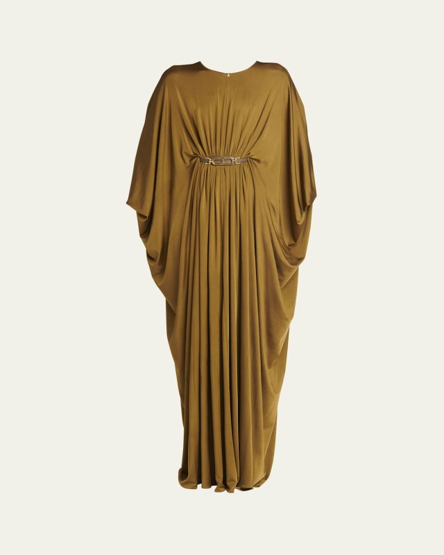 Leather Belted Ruched Caftan