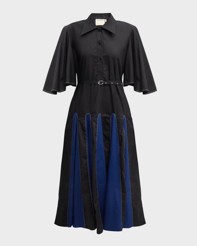 The Lady Colorblock Godet Midi Shirtdress