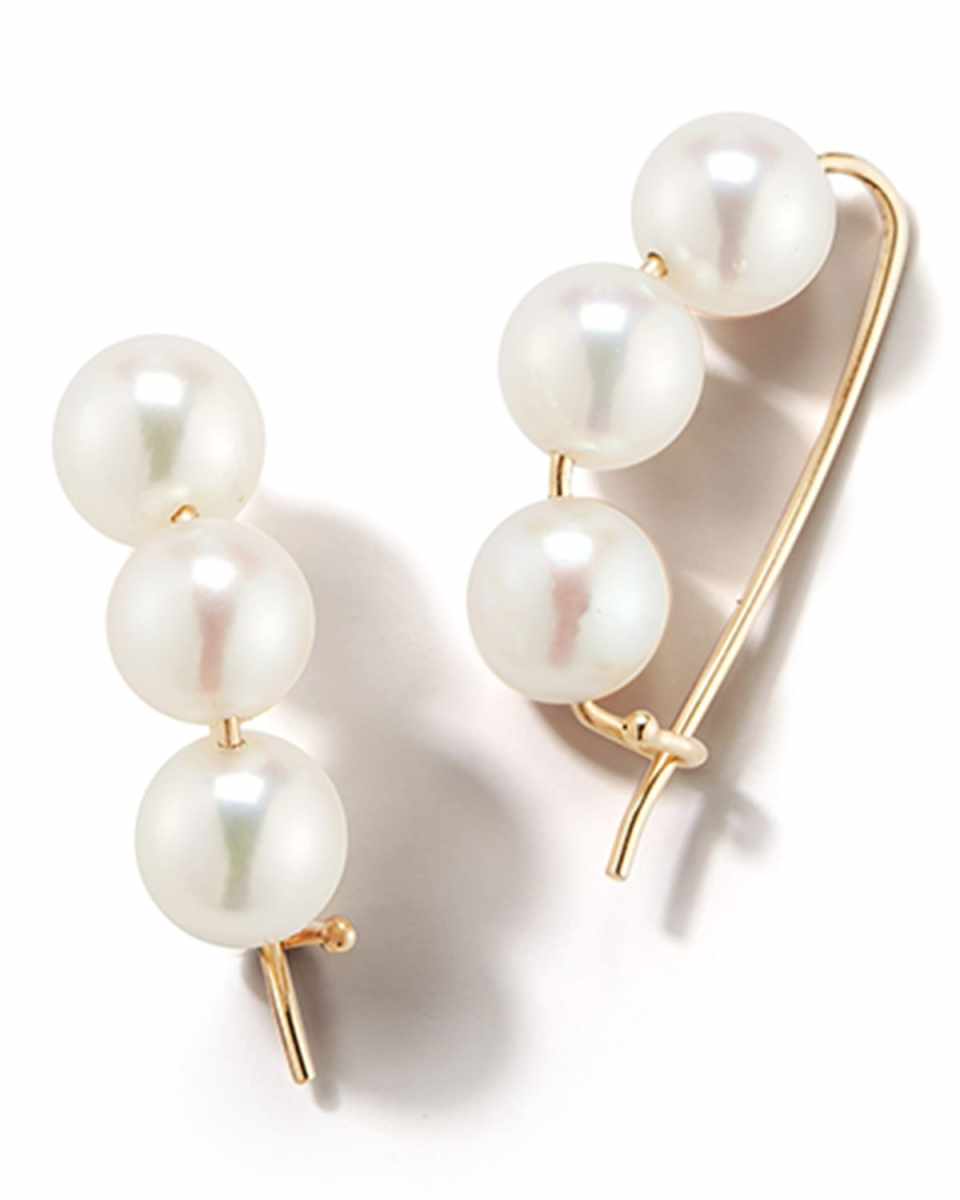 14k Gold Large 3-Pearl Earrings