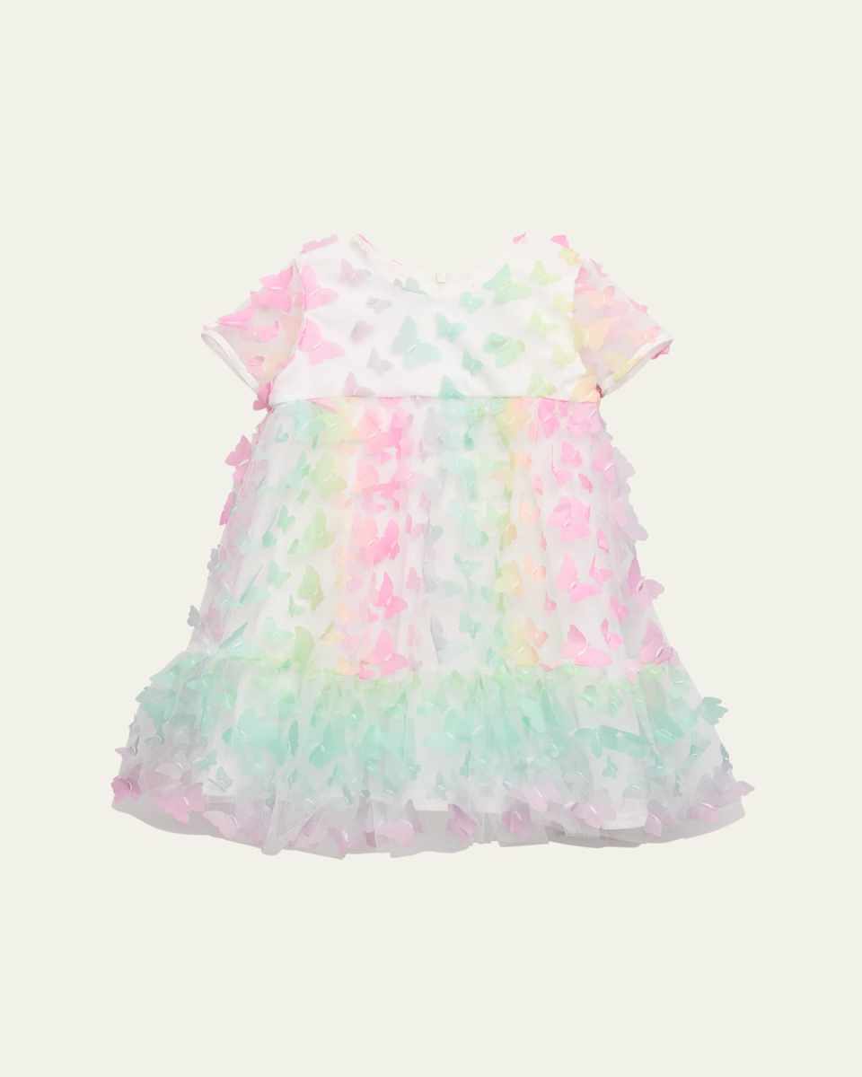 Girl's 3D Butterfly Tiered Dress, Size 4-16