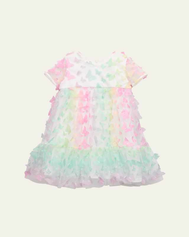 Girl's 3D Butterfly Tiered Dress, Size 4-16