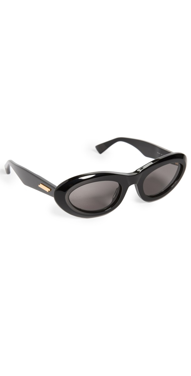 Bottega Veneta New Entry Oval Sunglasses Black-Black-Grey