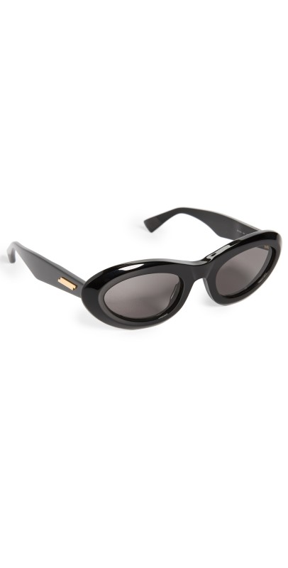 Bottega Veneta New Entry Oval Sunglasses Black-Black-Grey