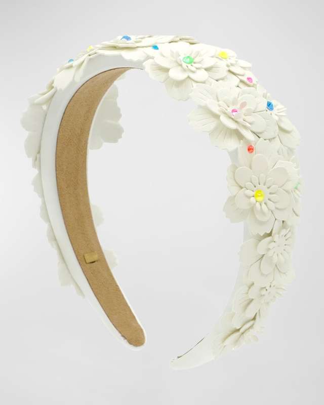 Girl's Floral Crystalized Padded Headband