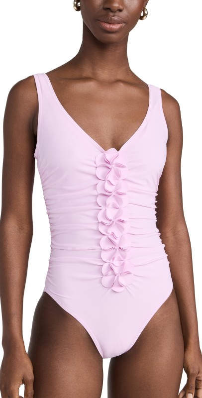 Karla Colletto Tess V Neck Silent Underwire One Piece Pale Pink