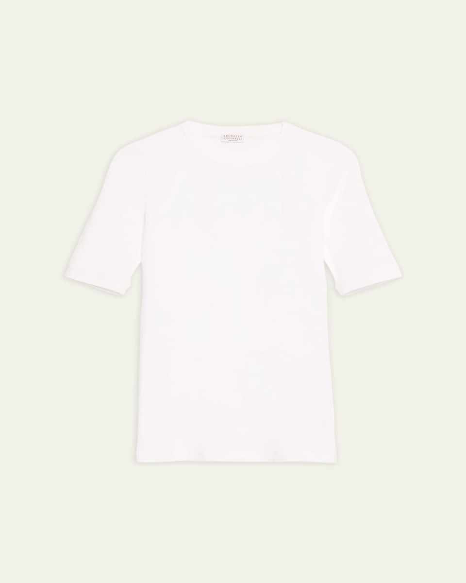 Elbow-Sleeve Flat Cotton Tee