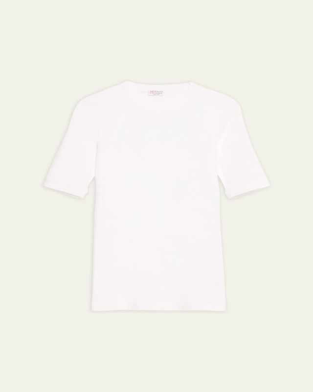 Elbow-Sleeve Flat Cotton Tee